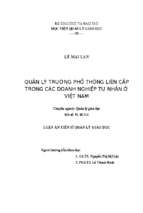 Quản lý trường phổ thông liên cấp trong các doanh nghiệp tư nhận ở việt nam