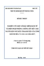 Nghiên cứu một số đặc điểm dịch tễ và biện pháp phòng chống sốt rét cho người dân ngủ rẫy ở hai huyện của tỉnh khánh hòa và gia lai (2014 2017)