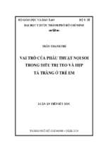 Vai trò của phẫu thuật nội soi điều trị teo hoặc hẹp tá tràng ở trẻ em