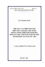 Hiệu quả can thiệp thay đổi kiến thức, thái độ, thực hành phòng chống nhiễm khuẩn đường sinh sản ở học sinh tuổi vị thành niên tại huyện kim bảng, hà nam, 2015   2016‖