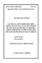 Giá trị của thử nghiệm phát hiện kháng nguyên ns1 và các yếu tố dịch tễ, lâm sàng, huyết học và sinh hóa trong chẩn đoán và tiên lượng sớm sốt xuất huyết dengue nặng ở trẻ em