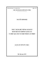 Thực trạng hệ thống giám sát bệnh truyền nhiễm tại hà nội và hiệu quả một số biện pháp can thiệp