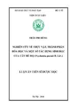 Nghiên cứu về thực vật, thành phần hóa học và một số tác dụng sinh học của cây hế mọ (psychotria prainii h. lév.)