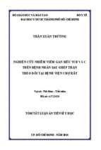 Nghiên cứu nhiễm viêm gan siêu vi b và c trên bệnh nhân sau ghép thận theo dõi tại bệnh viện chợ rẫy