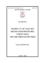 Nghiên cứu sự thay đổi một số chỉ số huyết học ở bệnh nhân ung thư phổi nguyên phát