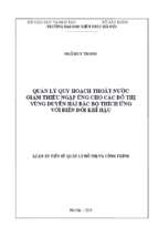 Quản lý quy hoạch thoát nước giảm thiểu ngập úng cho các đô thị vùng duyên hải bắc bộ thích ứng với biến đổi khí hậu