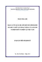 Mạng lưới quan hệ, đổi mới mô hình kinh doanh và kết quả hoạt động của doanh nghiệp khởi nghiệp tại việt nam