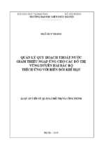 Quản lý quy hoạch thoát nước giảm thiểu ngập úng cho các đô thị vùng duyên hải bắc bộ thích ứng với biến đổi khí hậu