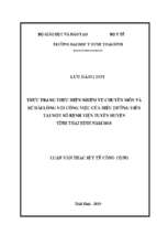 Thực trạng thực hiện nhiệm vụ chuyên môn và sự hài lòng với công việc của điều dưỡng viên tại một số bệnh viện tuyến huyện tỉnh thái bình.