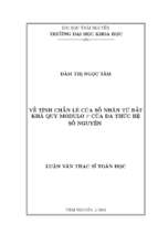 (Luận văn thạc sĩ) Về tính chẵn lẻ của số nhân tử bất khả quy modulo p của đa thức hệ số nguyên