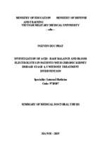 Nghiên cứu tình trạng thăng bằng kiềm   toan và điện giải máu ở bệnh nhân bệnh thận mạn tính giai đoạn 4, 5 chưa được can thiệp điều trị tt tiếng anh
