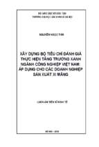 Xây dựng bộ tiêu chí đánh giá thực hiện tăng trưởng xanh ngành công nghiệp việt nam áp dụng cho các doanh nghiệp sản xuất xi măng