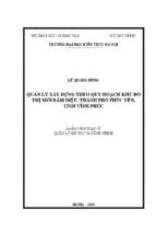Quản lý xây dựng theo quy hoạch khu đô thị mới đầm diệu, thành phố phúc yên, tỉnh vĩnh phúc