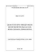 Quản lý xây dựng theo quy hoạch khu đô thị thương mại lai cách, huyện cẩm giàng, tỉnh hải dương