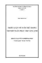 Triết luận về tuổi trẻ trong truyện ngắn phan thị vàng anh