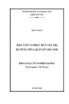 Bảo tồn và phát huy giá trị di tích chùa quán sứ