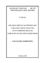 Thực trạng thiếu máu, đặc điểm khẩu phần và hoạt động chăm sóc dinh dưỡng cho người bệnh điều trị nội trú tại bệnh viện tâm thần tỉnh thái bình năm 2018