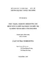 Thực trạng, chăm sóc dinh dưỡng cho bệnh nhân tai biến mạch máu não điều trị tại bệnh viện đa khoa tỉnh thái bình.