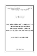 Tình trạng dinh dưỡng và kết quả tư vấn cho người bệnh tăng huyết áp điều trị tại khoa nội tim mạch bệnh viện đa khoa tỉnh thái bình năm 2019