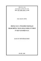Phòng ngừa tình hình tội phạm tham nhũng trong hoạt động tư pháp ở việt nam hiện nay