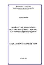 Nghiên cứu hệ thống chỉ tiêu phân tích hiệu quả hoạt động của các doanh nghiệp giấy việt nam