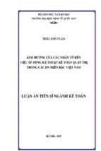 ảnh hưởng của các nhân tố đến việc áp dụng kế toán quản trị trong các doanh nghiệp miền bắc việt nam