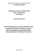 Nghiên cứu đặc tính sinh học và biện pháp phòng trừ bọ vòi voi diocalandra frumenti (coleoptera curculionidae) hại dừa tại đồng bằng sông cửu long tt tiếng anh