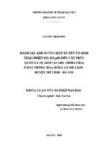đánh giá ảnh hưởng một số yếu tố (nhiệt độ, độ ph) đến cấu trúc quần xã ve giáp (acari oribatida) ở đất trồng hoa hồng xã mê linh   huyện mê linh   hà nội