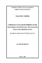 Corporate social responsibility in the vietnamese food industry situation and policy recommendations