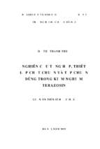 Nghiên cứu tổng hợp, thiết lập chất chuẩn và tạp chuẩn dùng trong kiểm nghiệm terazosin