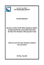 Luận văn kinh tế quản lý nhà nước đối với hoạt động kinh doanh du lịch trên địa