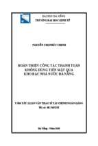 Hoàn thiện công tác thanh toán không dùng tiền mặt qua kho bạc nhà nước đà nẵng
