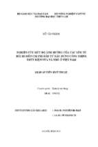 Nghiên cứu mức độ ảnh hưởng của các yếu tố rủi ro đến chi phí đầu tư xây dựng công trình thủy điện vừa và nhỏ ở việt nam.