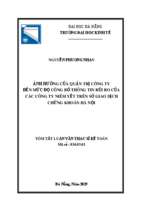 ảnh hưởng của quản trị công ty đến mức độ công bố thông tin rủi ro của các công ty niêm yết trên sở giao dịch chứng khoán hà nội