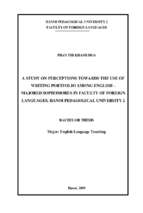 A study on perceptions towards the use of writing portfolio among english – majored sophomores in faculty of foreign languages, hanoi pedagogical university 2
