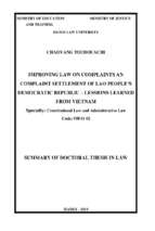 Hoàn thiện pháp luật về khiếu nại và giải quyết khiếu nại của cộng hòa dân chủ nhân dân lào – bài học kinh nghiệm từ việt nam tt  tieenhs anh
