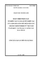 Hoàn thiện pháp luật về khiếu nại và giải quyết khiếu nại của cộng hòa dân chủ nhân dân lào – bài học kinh nghiệm từ việt nam tt