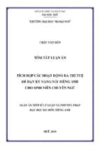 Tích hợp các hoạt động đa trí tuệ để phát triển kỹ năng nói tiếng anh cho sinh viên chuyên ngữ tt