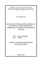 Nghiên cứu phương pháp thiết kế tối ưu và bình sai hỗn hợp lưới tự do mặt đất   gps trong điều kiện việt nam tt  tiếng anh