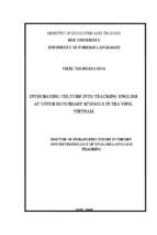 Lồng ghép liên văn hóa vào giảng dạy tiếng anh ở trường phổ thông ở trà vinh, việt nam