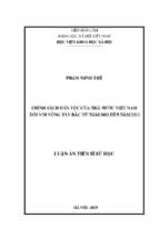 Chính sách dân tộc của nhà nước việt nam đối với vùng tây bắc từ năm 2001 đến năm 2011