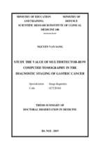 Study the value of multidetector row computed tomography in the diagnostic staging of gastric cancer tt tiếng anh