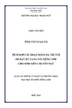 Tích hợp các hoạt động đa trí tuệ để phát triển kỹ năng nói tiếng anh cho sinh viên chuyên ngữ tt