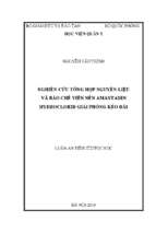 Nghiên cứu tổng hợp nguyên liệu và bào chế viên nén amantadin hydroclorid giải phóng kéo dài