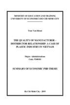 Chất lượng mối quan hệ nhà sản xuất – nhà phân phối  nghiên cứu trong ngành nhựa ở việt nam tt tiếng anh