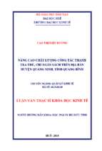 Nâng cao chất lượng công tác thanh tra thu, chi ngân sách trên địa bàn huyện quảng ninh, tỉnh quảng bình