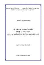 Các yếu tố ảnh hưởng đến tỷ lệ an toàn vốn của các ngân hàng thương mại việt nam