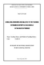 Sử dụng bảo tàng và nhà truyền thống tại địa phương trong dạy học lịch sử việt nam ở trường thpt tỉnh thái nguyên tt tiếng anh