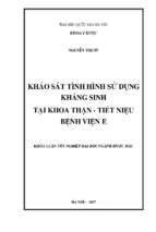 Khảo sát tình hình sử dụng thuốc kháng sinh tại khoa thận   tiết niệu bệnh viện e