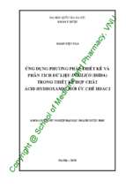 ứng dụng phương pháp thiết kế và phân tích dữ liệu insilico (isida) trong thiết kế hợp chất acid hydroxamic mới ức chế hdac2